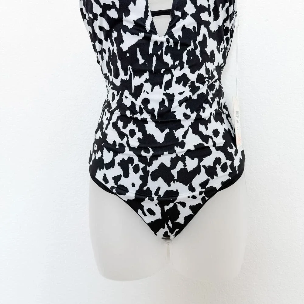 Maaji Reversible One Piece Swimsuit Medium Black White Cow Print Western Coastal